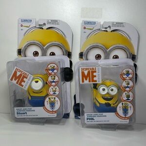 Despicable Me Minion Made Drop and Pop Jumping Minions Phil & Stuart NIP lot 2